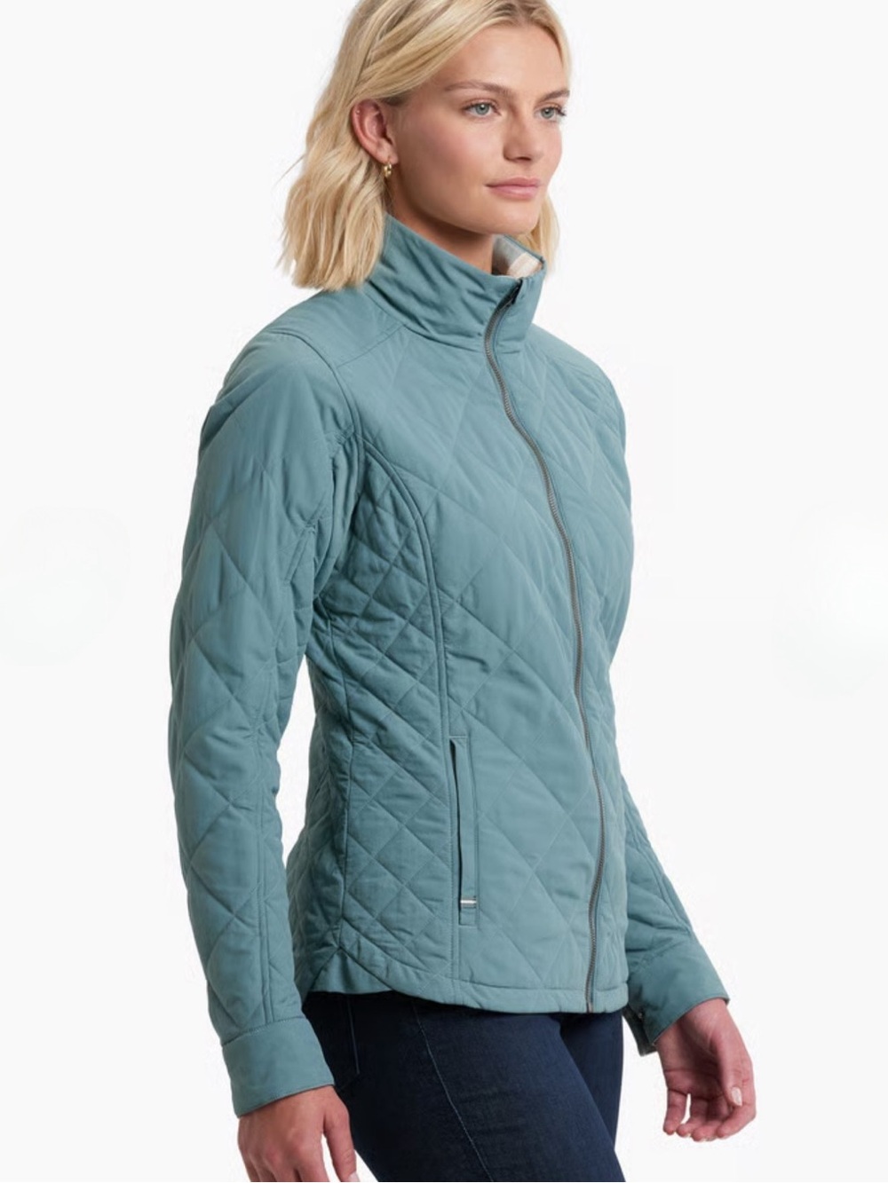 KÜHL STUNNR Women’s Medium Sage Green Quilted Jacket Plaid Lined